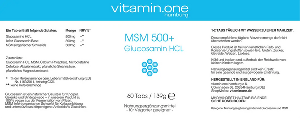 MSM500 +Glucosamin HCL